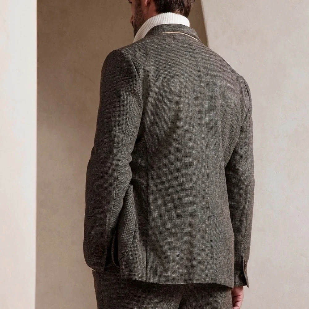 Banana Republic Brown Modena Tweed Suit Jacket 38R